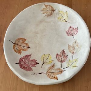 Vintage pottery leaf dish
